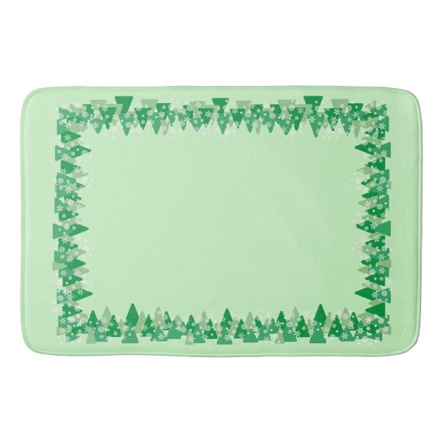 Christmas Trees White Snowflakes Joy to the World  Bath Mat (Front)