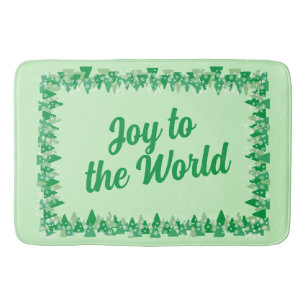 Christmas Trees White Snowflakes Joy to the World Bath Mat