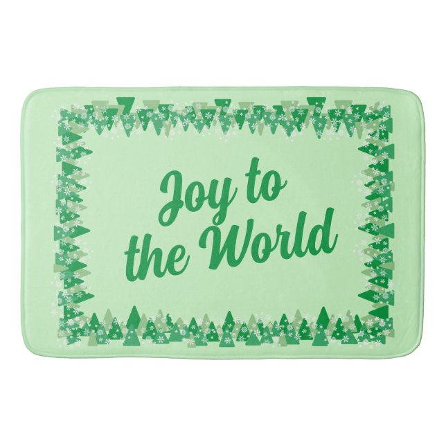 Christmas Trees White Snowflakes Joy to the World  Bath Mat (Front)