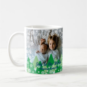 Christmas Trees White Snowflakes Joy to the World  Coffee Mug