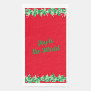 Christmas Trees White Snowflakes Joy to the World  Napkin