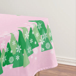 Christmas Trees White Snowflakes Joy to the World  Tablecloth