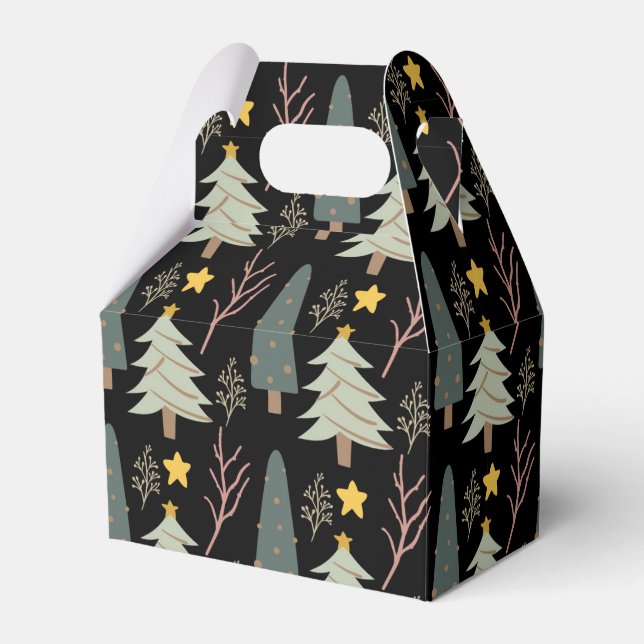 Christmas Trees Winter Pattern Party Woods Modern Favour Box (Front Side)