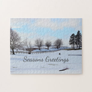 Christmas Trees Winter Scene Jigsaw Puzzle