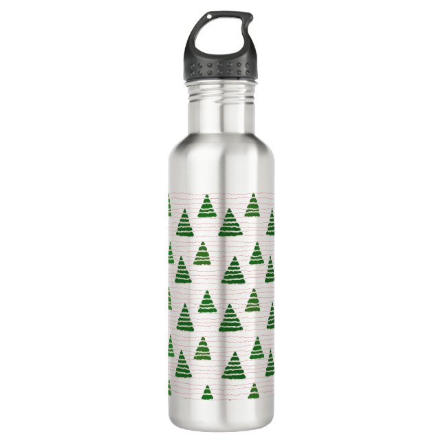 Christmas trees with beads strings pattern 710 ml water bottle (Front)