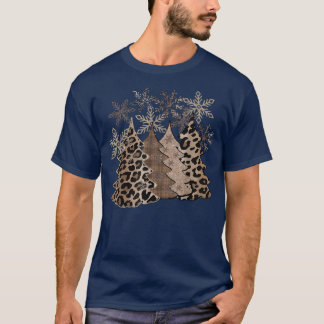 Christmas Trees With Buffalo Plaid & Leopard Xmas  T-Shirt