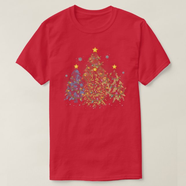 Christmas Trees with Camoue Print Xmas  T-Shirt (Design Front)