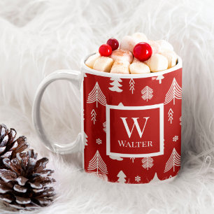 Christmas Trees with Monogram and Name Coffee Mug