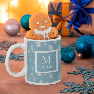 Christmas Trees with Monogram and Name Coffee Mug