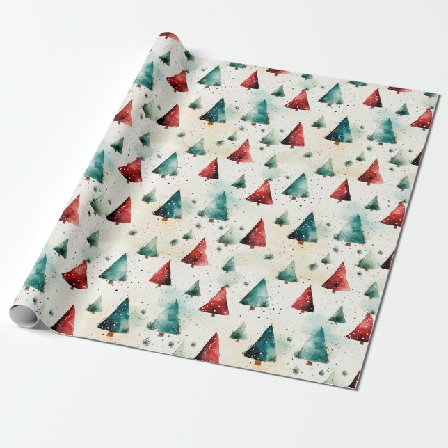 Christmas trees wrapping paper (Unrolled)