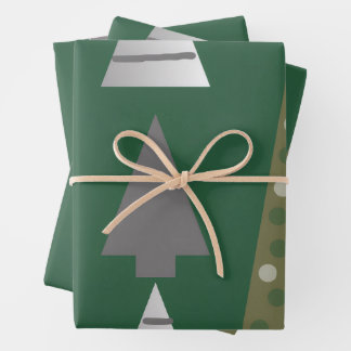 Christmas trees wrapping paper sheet