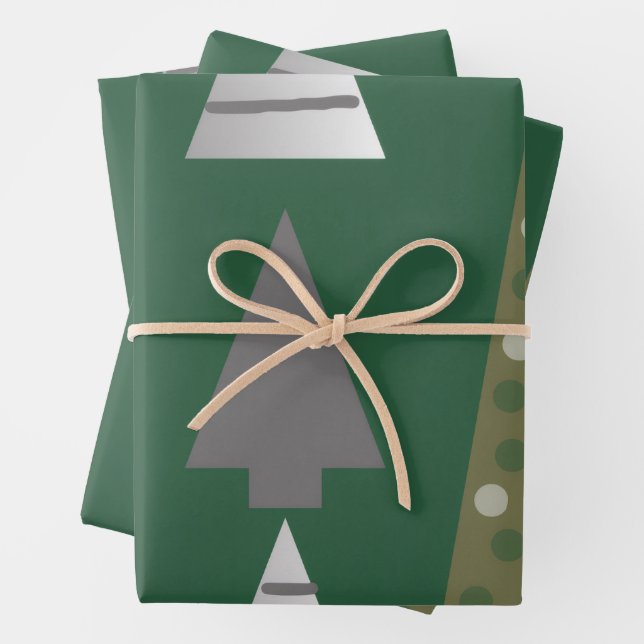 Christmas trees wrapping paper sheet (In situ)