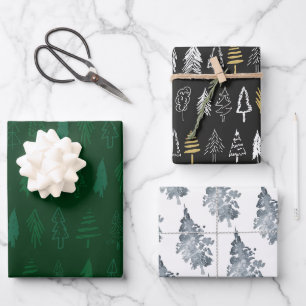 Christmas Trees Wrapping Paper Sheet