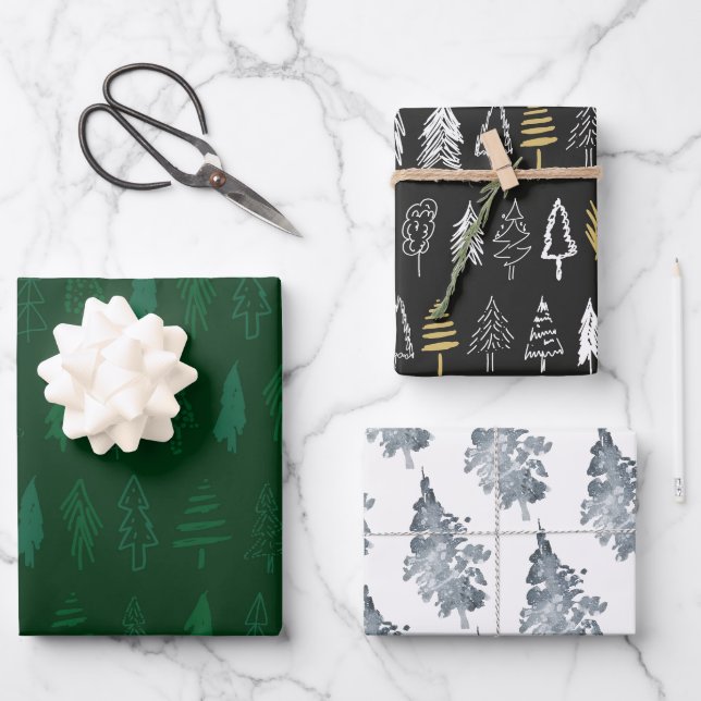 Christmas Trees  Wrapping Paper Sheet (Front)