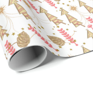 Christmas Trees Wrapping Paper White