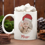 Christmas Trendy Simple Cute Santa Hat Photo Coffee Mug<br><div class="desc">This design features Christmas holiday Santa simple hat,  modern cute whimsical fun photo,  family name picture minimalist style,  trendy stylish calligraphy script,  minimal unique classic traditional,  red Santa Claus north pole,  funny merry Christmas minimal,  a simple festive cute typography,  Christmas holiday bar home barware,  Christmas holiday gift favour</div>