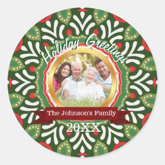 Christmas Tribe Family Holiday Photo Gift Classic Round Sticker