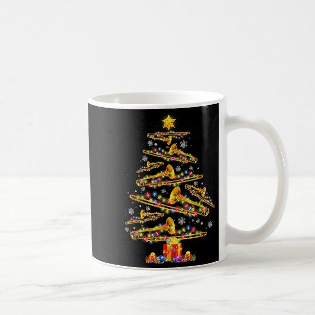 Christmas Trombone Player Xmas Tree Jazz Music Lov Coffee Mug (Right)