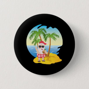 Christmas Tropical Beach Funny Santa Claus 6 Cm Round Badge