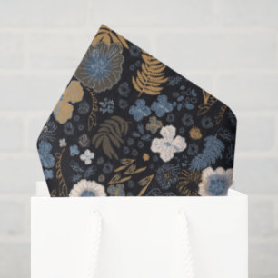 Christmas Tropical Coastal Blue Hibiscus Floral  Tissue Paper