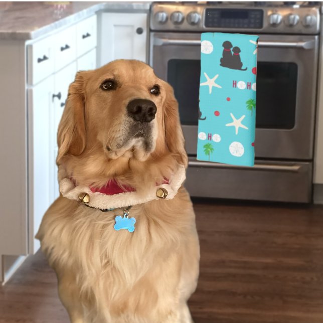 Christmas Tropical Dog Kitchen Towel (Creator Uploaded)