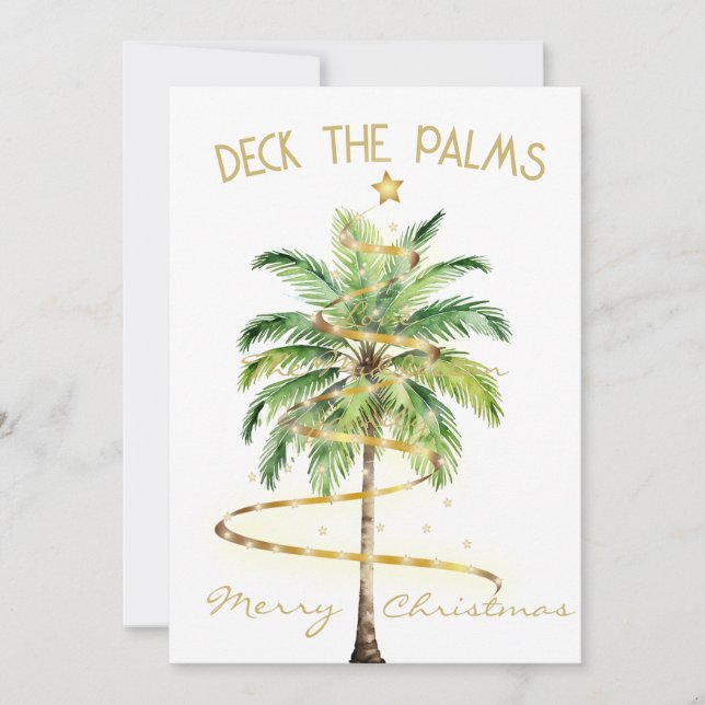 Christmas Tropical Palm Deck The Palms Greeting  Invitation (Front)