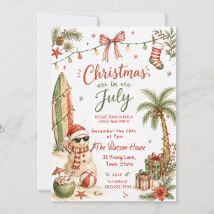 Christmas Tropical Santa Beach Holiday Summer Invitation