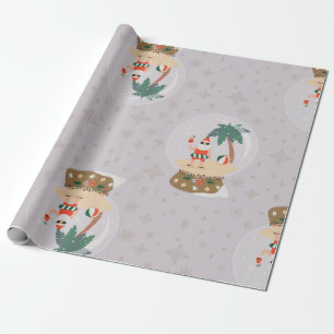 christmas Tropical Summer snow globe santa Wrapping Paper