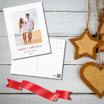 Christmas Tropical Vacation Beach Photo    Holiday Postcard<br><div class="desc">Tropical Beach holiday card,  with a coastal theme and a red typography design. With customisable red lettering,  you can add your own text. You also change the photo with your own to make special. Great for sending Christmas wishes from your vacation destination.</div>