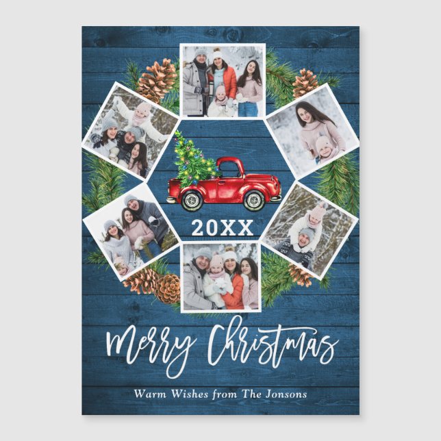 Christmas Truck 6 PHOTO Holiday Magnetic Card (Front)