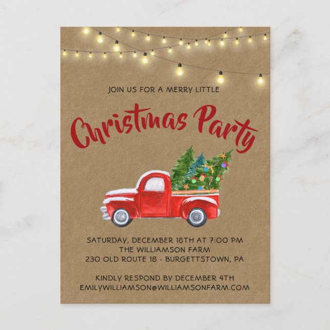 Christmas Truck A Merry Little Christmas Party  In Postcard (Front)