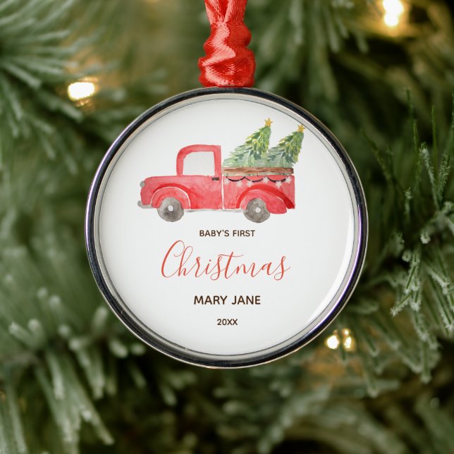 Christmas Truck Baby's First Christmas Ornament (Tree)