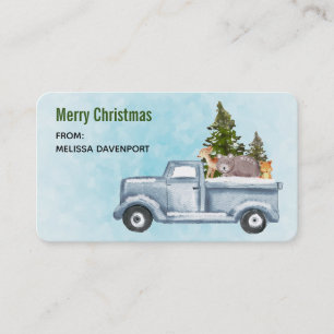 Christmas Truck Carrying Trees & Animals Business Card