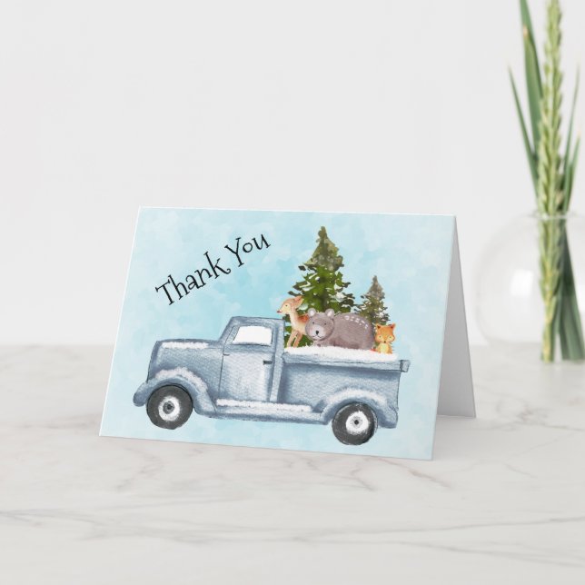 Christmas Truck Carrying Trees & Animals Card (Front)