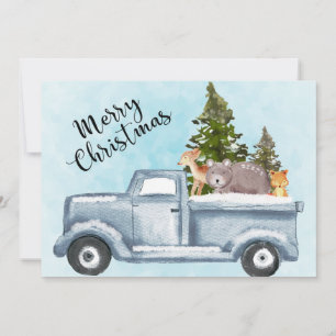 Christmas Truck Carrying Trees & Animals Holiday Card