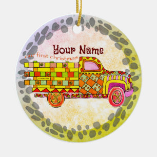 Christmas Truck Ceramic Tree Decoration