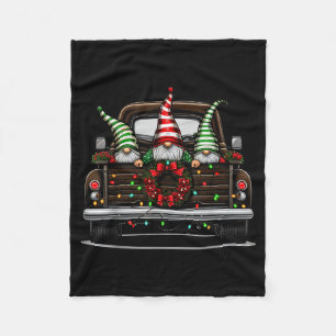 Christmas Truck Cute Gnome  Fleece Blanket