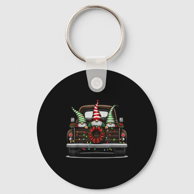 Christmas Truck Cute Gnome  Key Ring (Front)