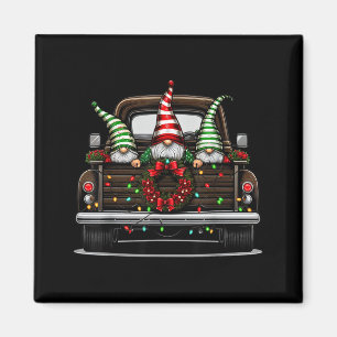 Christmas Truck Cute Gnome  Magnet