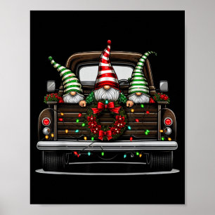 Christmas Truck Cute Gnome  Poster