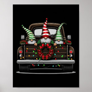 Christmas Truck Cute Gnome Poster