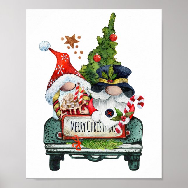 Christmas Truck Gnomes Decoupage Print (Front)