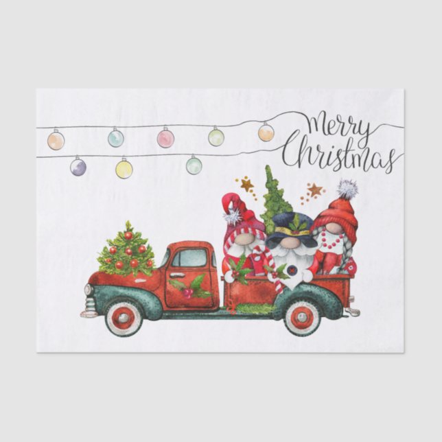 Christmas Truck Gnomes Tissue Paper (Front)