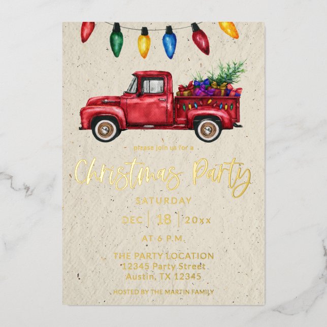 Christmas Truck &Lights Christmas Party Faux Kraft (Front)