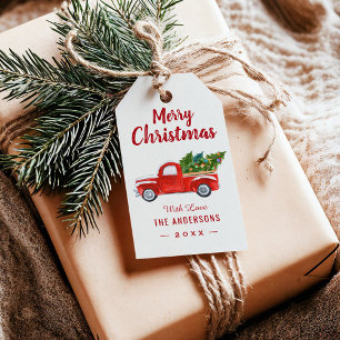 Christmas Truck Merry Christmas Holiday Gift Tags