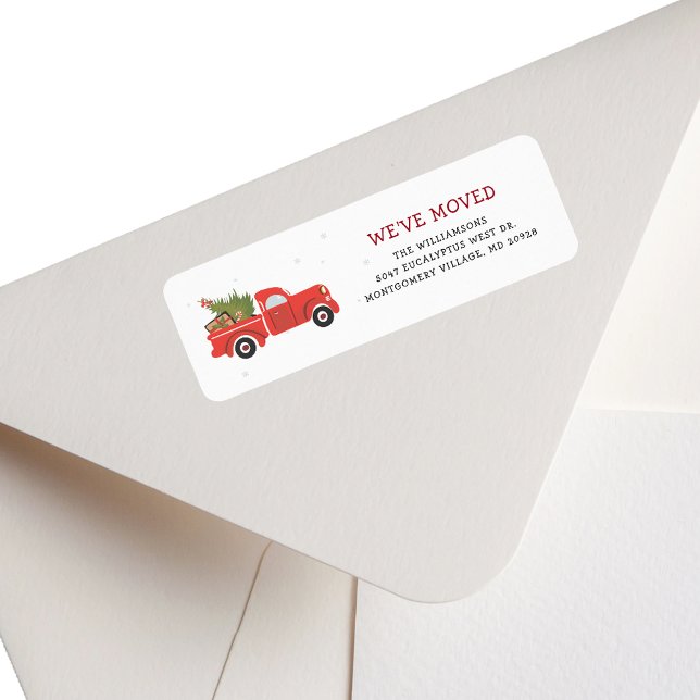Christmas Truck Moving Announcement Return Address (Christmas Truck Moving Announcement Return Address Label)