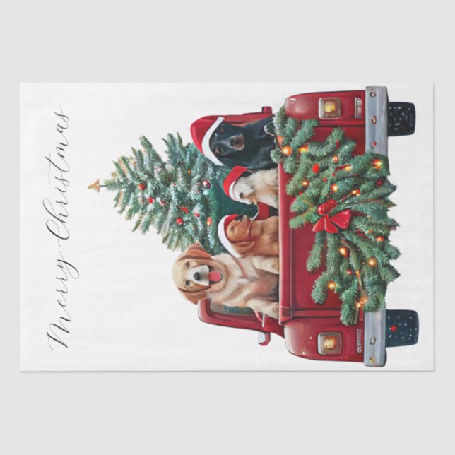 Christmas Truck Puppy Dogs Tissue Paper (Front)