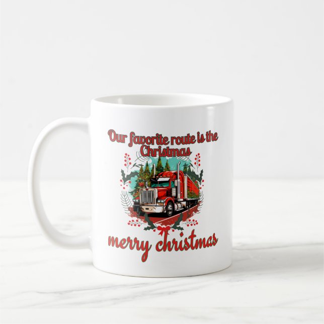 Christmas Truck Route Holiday Driving Festive Jour Coffee Mug (Left)