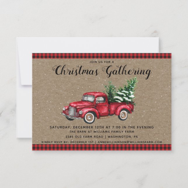 Christmas Truck & Tree Christmas Party Invitation (Front)
