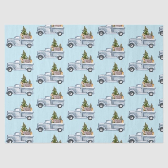 Christmas Truck with Animals & Pine Tree Tissue Paper (Front)